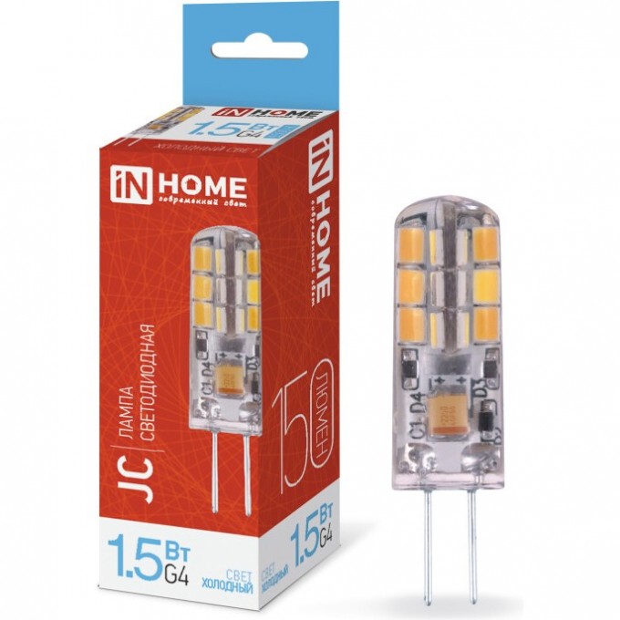 Лампа светодиодная IN HOME LED-JC 1.5Вт 12В G4 6500К 150Лм 4690612035987
