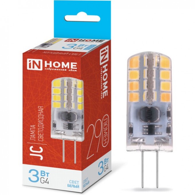 Лампа светодиодная IN HOME LED-JC 3Вт 12В G4 6500К 290Лм 4690612036045