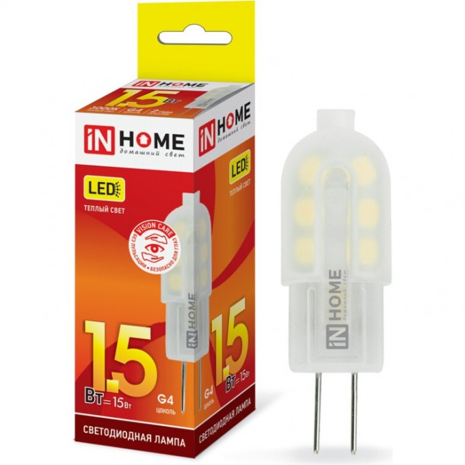 Лампа светодиодная IN HOME LED-JC-VC 1.5Вт 12В G4 3000К 95Лм 4690612019772