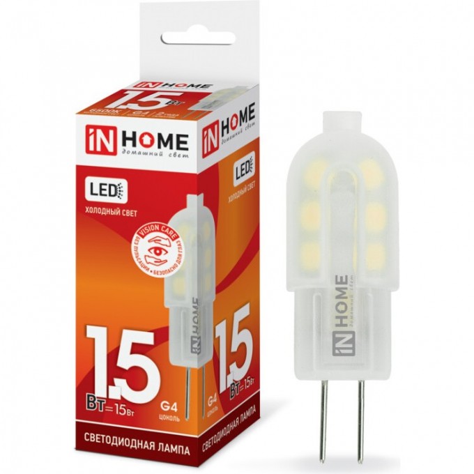 Лампа светодиодная IN HOME LED-JC-VC 1.5Вт 12В G4 6500К 95Лм 4690612019765