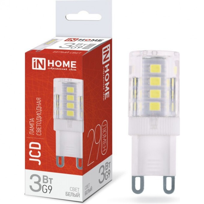 Лампа светодиодная IN HOME LED-JCD 3Вт 230В G9 4000К 290Лм 4690612036267