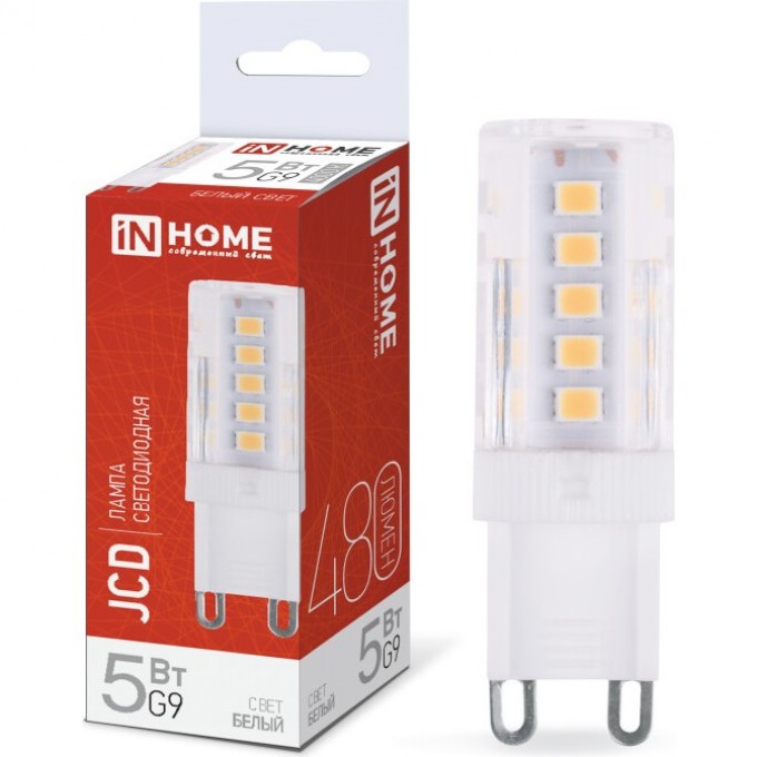 Лампа светодиодная IN HOME LED-JCD 5Вт 230В G9 4000К 480Лм 4690612036328