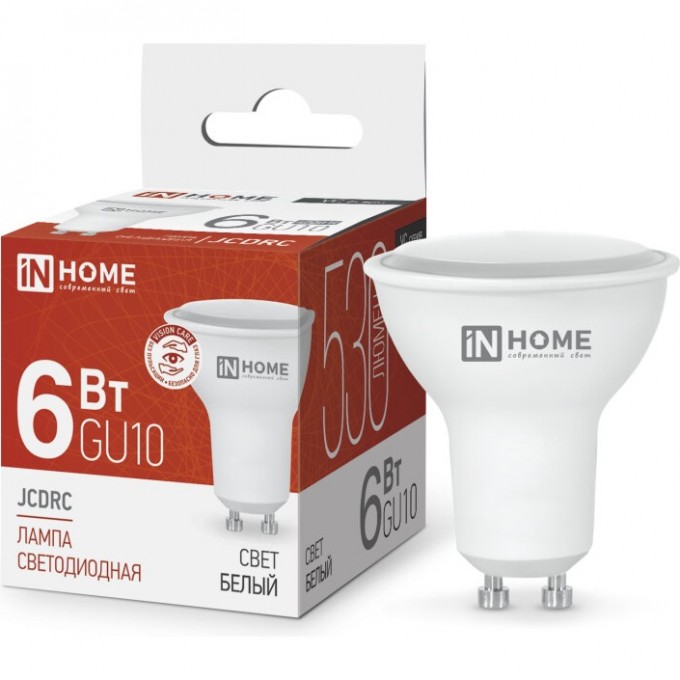 Лампа светодиодная IN HOME LED-JCDRC-VC 6Вт 230В GU10 4000К 530Лм 4690612023403