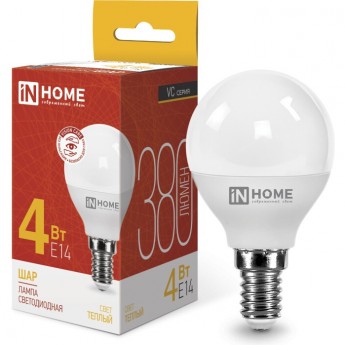 Лампа светодиодная IN HOME LED-ШАР-VC 4Вт 230В Е14 3000К 380Лм