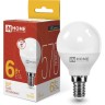 Лампа светодиодная IN HOME LED-ШАР-VC 6Вт 230В Е14 3000К 570Лм 4690612020501