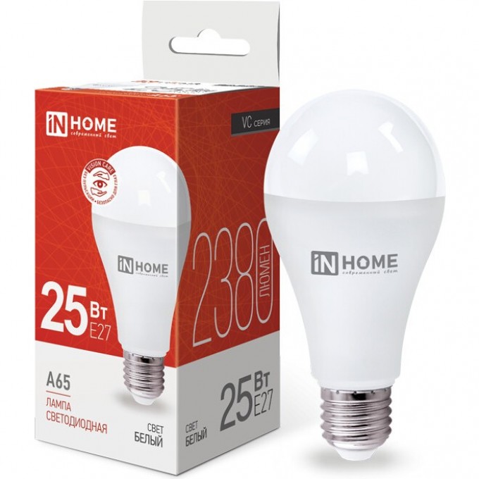 Лампа светодиодная LED-A65-VC 25Вт 230В Е27 4000К 2380Лм IN HOME 4690612024080
