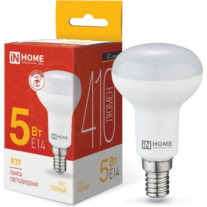 Лампа светодиодная LED-R39-VC 5Вт 230В Е14 3000К 410Лм IN HOME 4690612030838