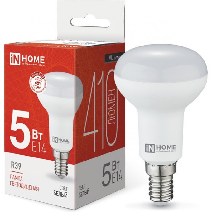 Лампа светодиодная LED-R39-VC 5Вт 230В Е14 4000К 410Лм IN HOME 4690612030852