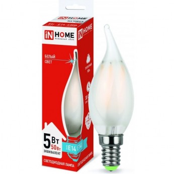 Лампа светодиодная LED-СВЕЧА НА ВЕТРУ-DECO 5Вт 230В Е14 4000К 450Лм матовая IN HOME