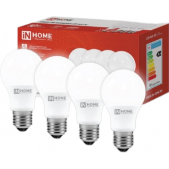 Лампа светодиодная IN HOME LED-A60-VC 4PACK 10Вт 230В Е27 4000К 950Лм