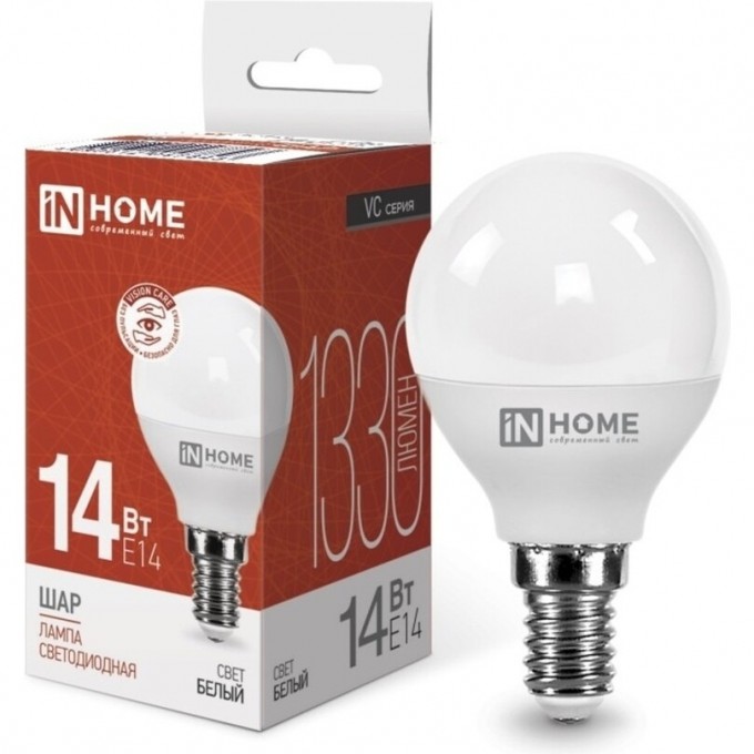 Лампа светодиодная IN HOME LED-ШАР-VC 14Вт 230В E14 4000K 1330Лм 4690612047843