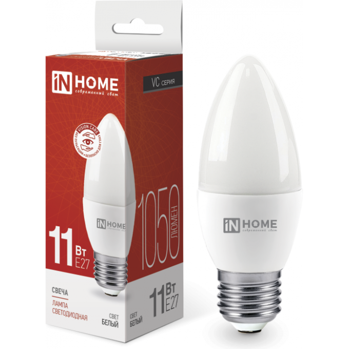 Лампа светодиодная IN HOME LED-СВЕЧА-VC 14Вт E27 4000K 1330Лм 4690612047744