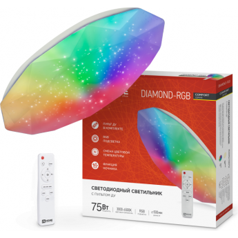 Светильник светодиодный IN HOME COMFORT DIAMOND-RGB 75Вт 230В 3000-6500K 6000Лм 500x90мм с пультом дистанционного управления